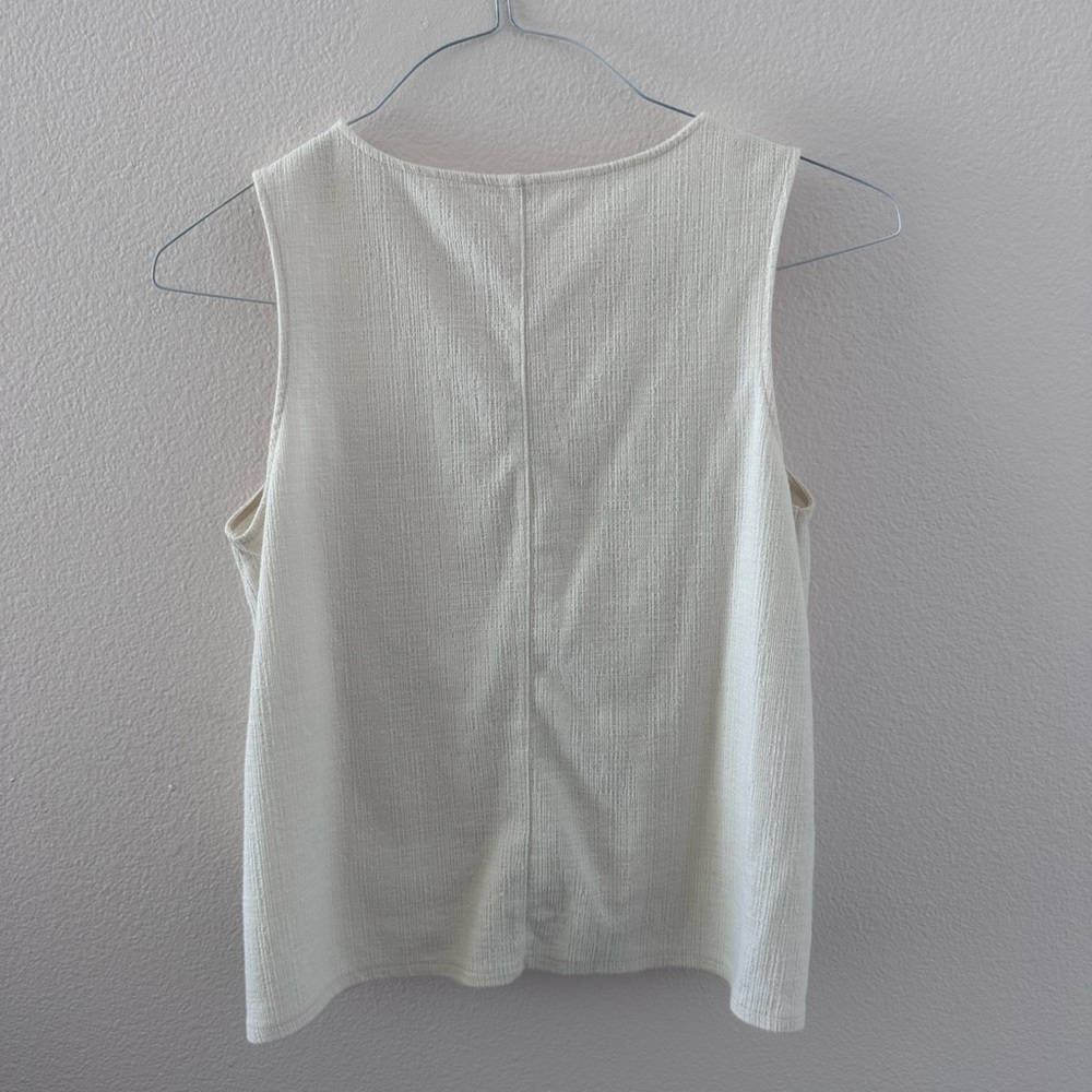 Women's Cream Button-Down Tie-Front Top - Picture 2 of 2